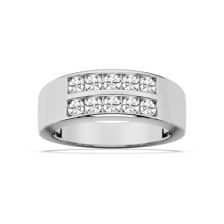 Sebastian 1 ctw Round Lab Grown Diamond 3.50mm Double Row Mens Wedding Band