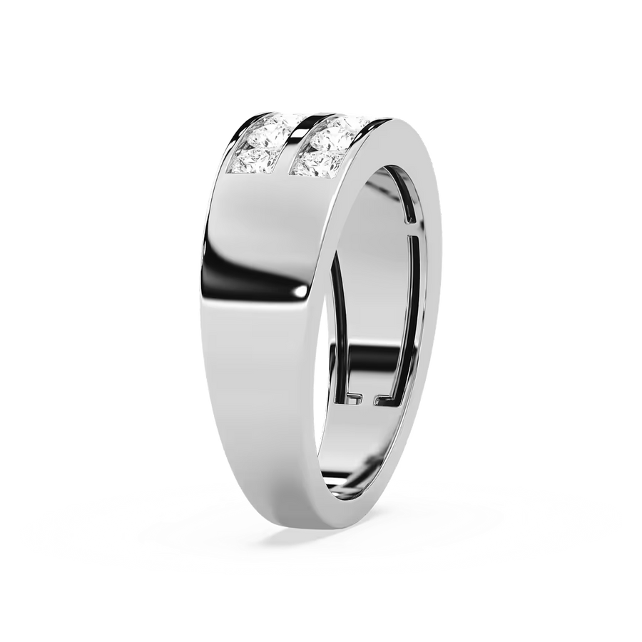 Sebastian 1 ctw Round Lab Grown Diamond 3.50mm Double Row Mens Wedding Band