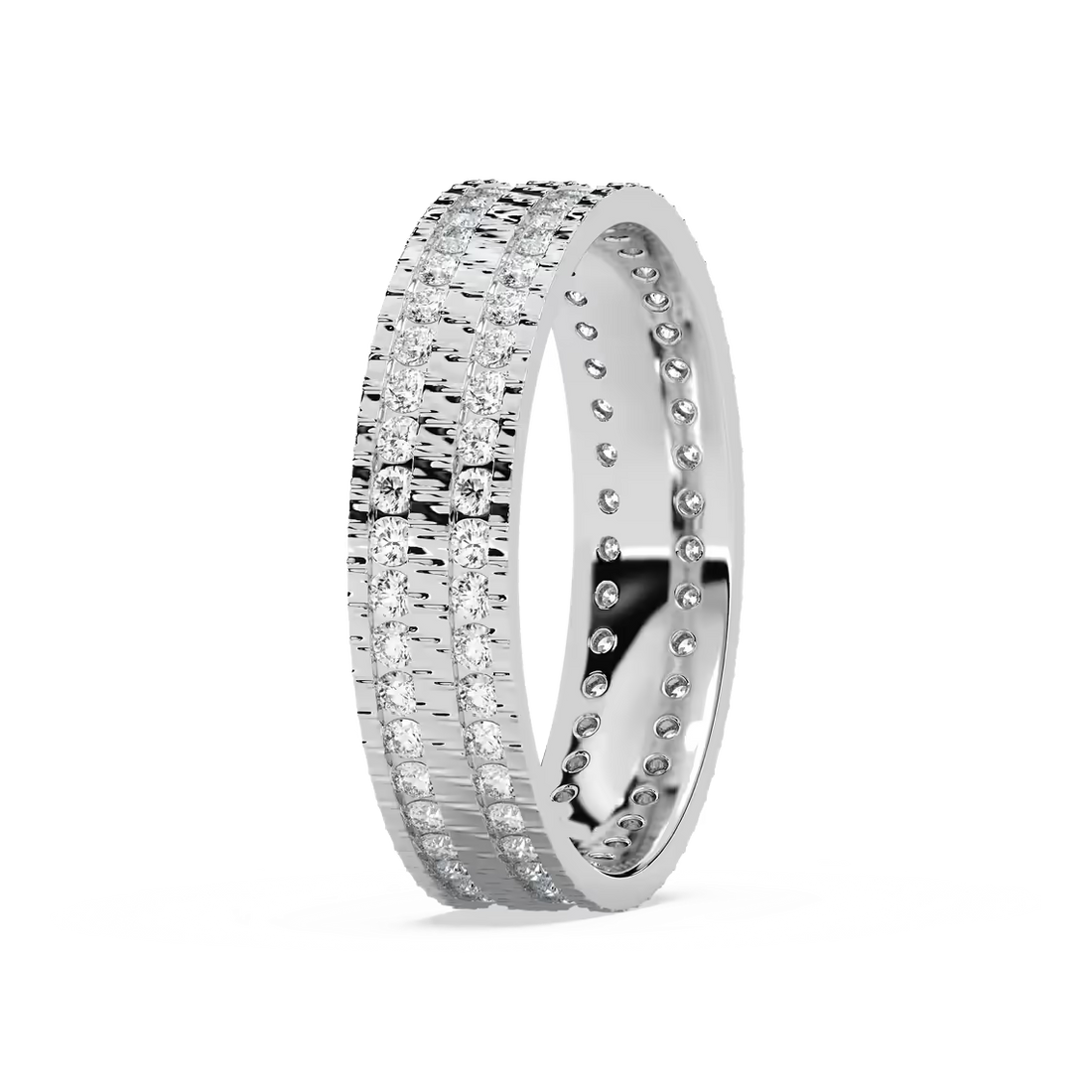 James 1 ctw Round Lab Grown Diamond 5.4mm Double Row Mens Wedding Band