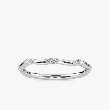 Eden Diamond Accent Round Lab Grown Diamond Leaf Motif Curved Band