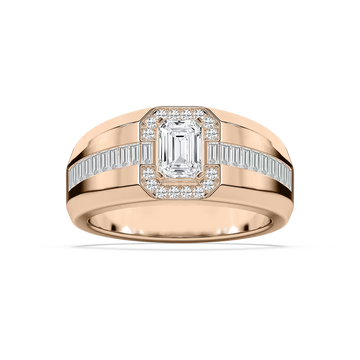 Knox 1 ¾ ctw Emerald, Baguette and Round Lab Grown Diamond 5.20mm Signet Mens Wedding Band