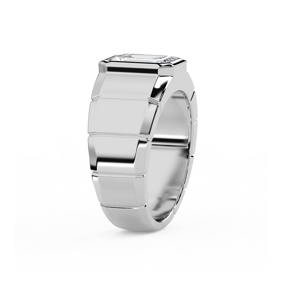 Matthew 3 ct Emerald Lab Grown Diamond 6.50mm Bezel Mens Wedding Band