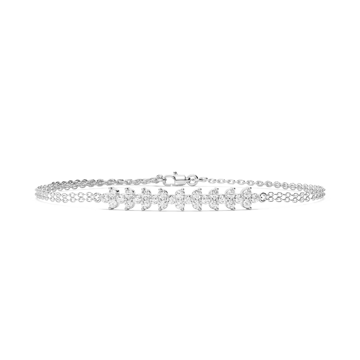 3/4 ctw Round Lab Grown Diamond Cluster Chain Bracelet - 7 Inches