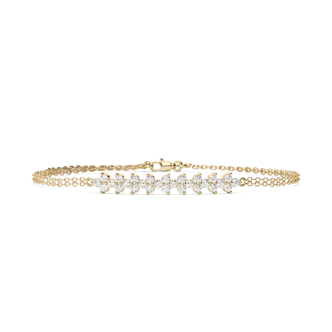3/4 ctw Round Lab Grown Diamond Cluster Chain Bracelet - 7 Inches