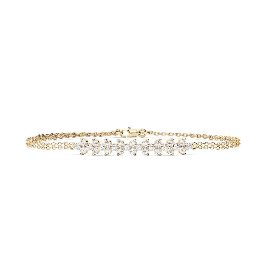 3/4 ctw Round Lab Grown Diamond Cluster Chain Bracelet - 7 Inches