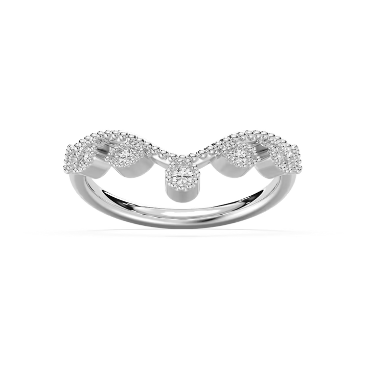Fauna 1/10 ctw Round Lab Grown Diamond Milgrain Curved Band