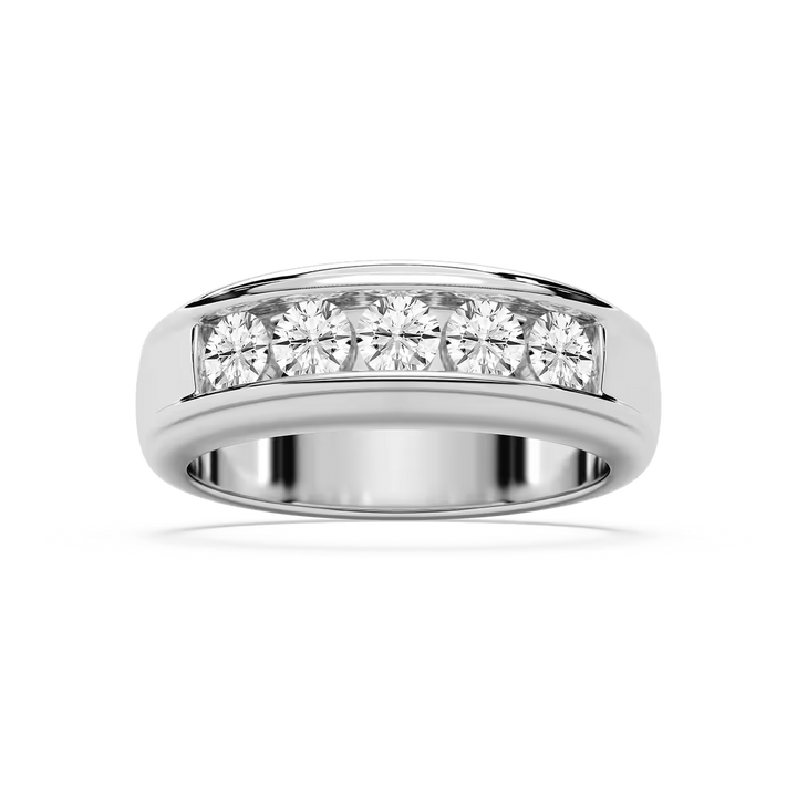 Andrew 1 ⅕ ctw Round Lab Grown Diamond 5.20mm Channel Mens Wedding Band
