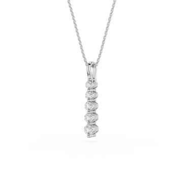 Round Lab Grown Diamond Five Stone Vertical Necklace