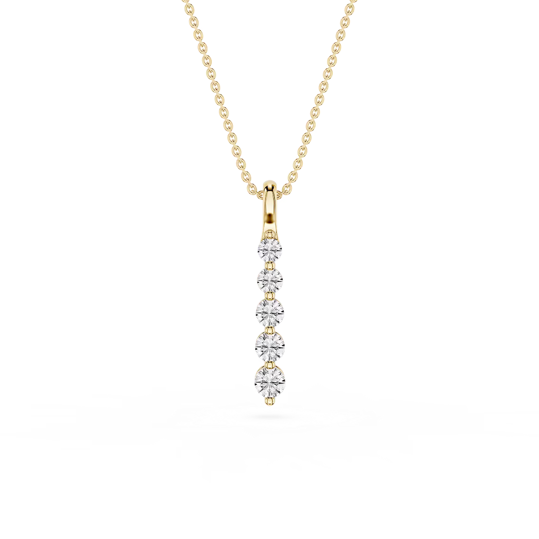 Round Lab Grown Diamond Five Stone Vertical Necklace