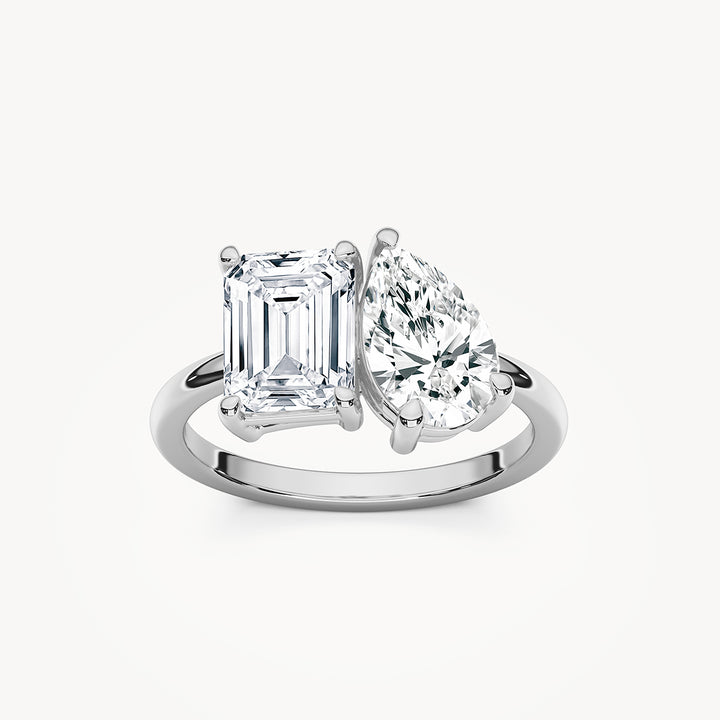 Fleur Toi et Moi Engagement Ring Whitegold