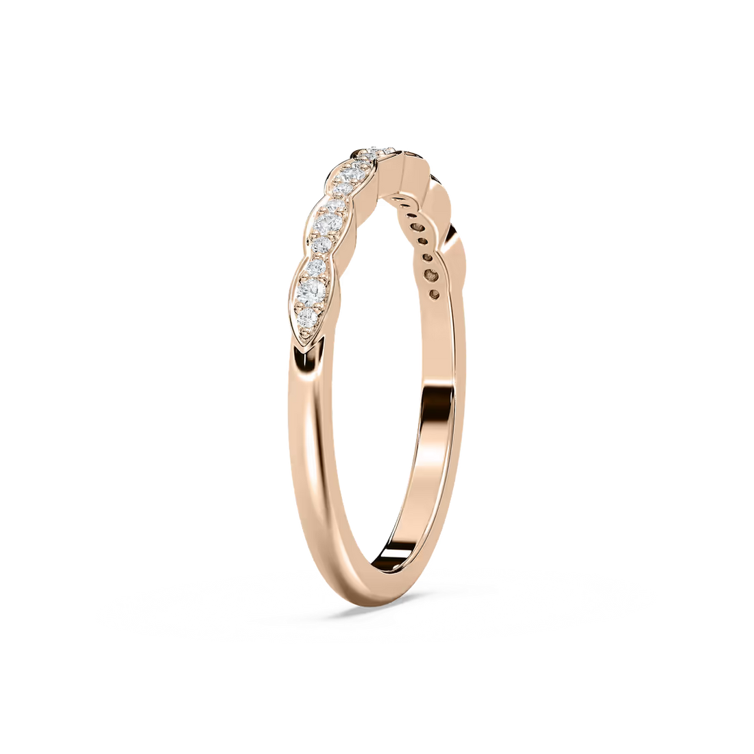 Gaia 1/8 ctw Round Lab Grown Diamond Scalloped Stackable Band