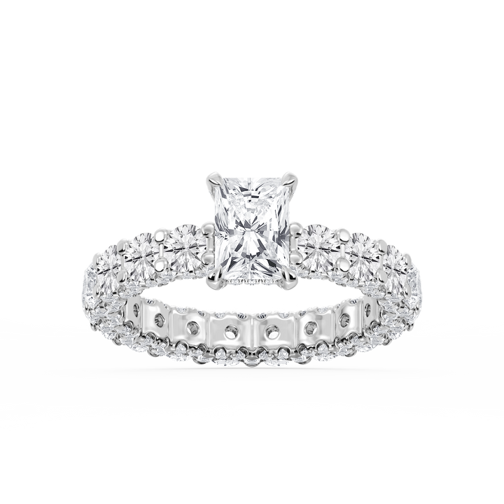 Giselle Radiant Lab Grown Diamond Pave Eternity Hidden Halo Engagement Ring
