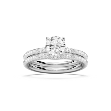Mackenzie 1 ⅜ ctw Round Lab Grown Diamond Fishtail Pave Wedding Set
