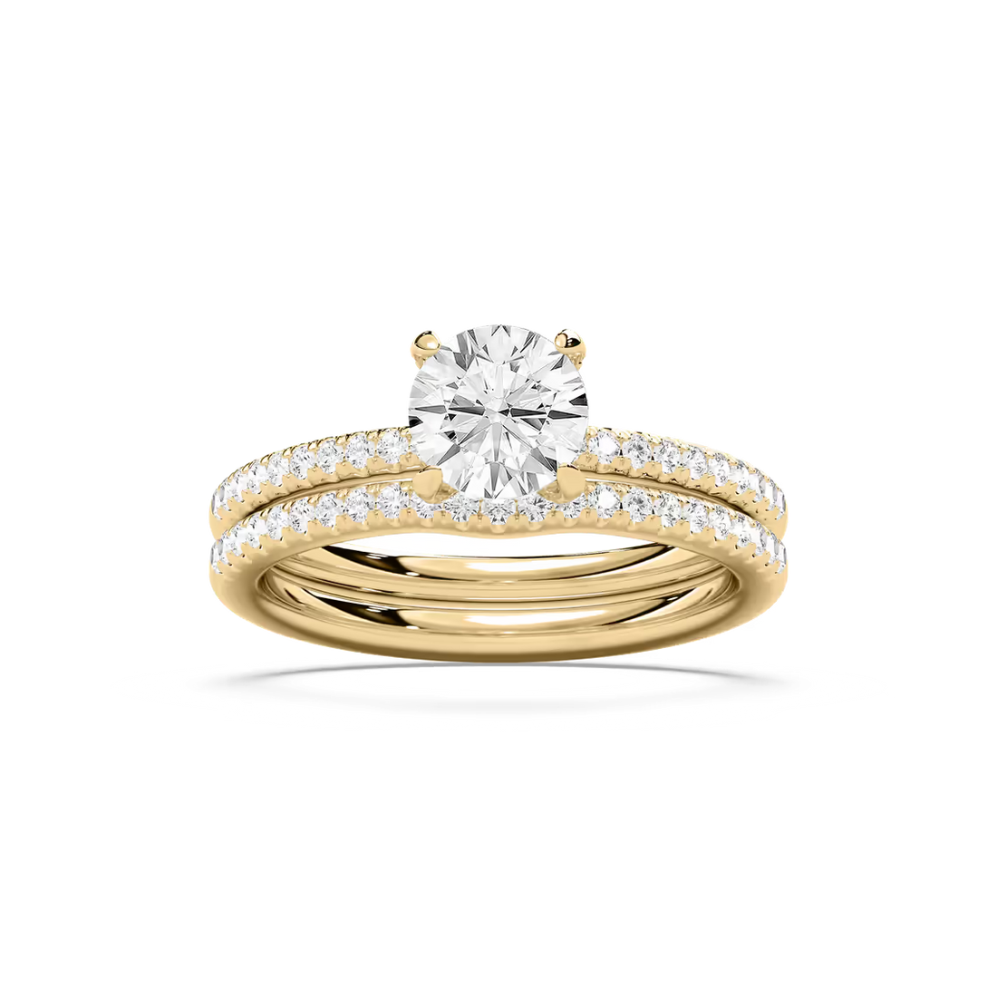 Mackenzie 1 ⅜ ctw Round Lab Grown Diamond Fishtail Pave Wedding Set