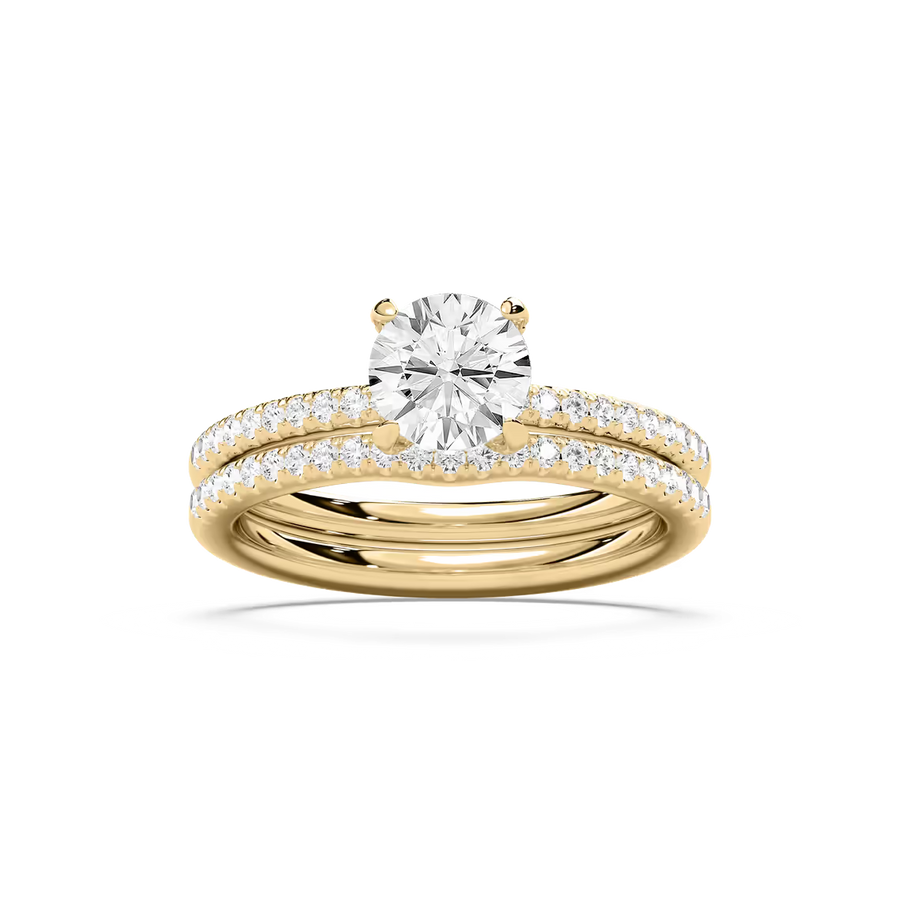 Mackenzie 1 ⅜ ctw Round Lab Grown Diamond Fishtail Pave Wedding Set