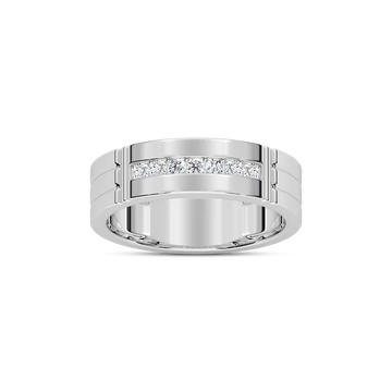 Robbie 1/5 ctw Round Lab Grown Diamond 6.10mm Grooved Channel Mens Wedding Band