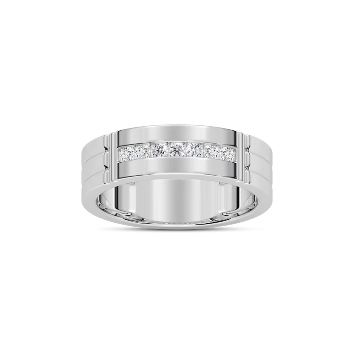 Robbie 1/5 ctw Round Lab Grown Diamond 6.10mm Grooved Channel Mens Wedding Band