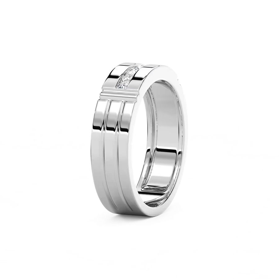 Robbie 1/5 ctw Round Lab Grown Diamond 6.10mm Grooved Channel Mens Wedding Band