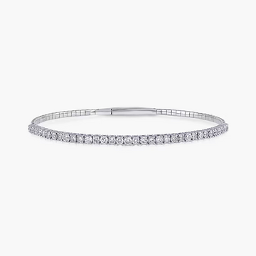 Round Lab Grown Diamond Flexible Bangle Bracelet - 7 Inches