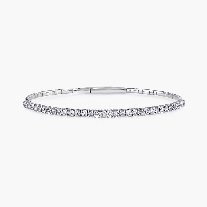 Round Lab Grown Diamond Flexible Bangle Bracelet - 7 Inches