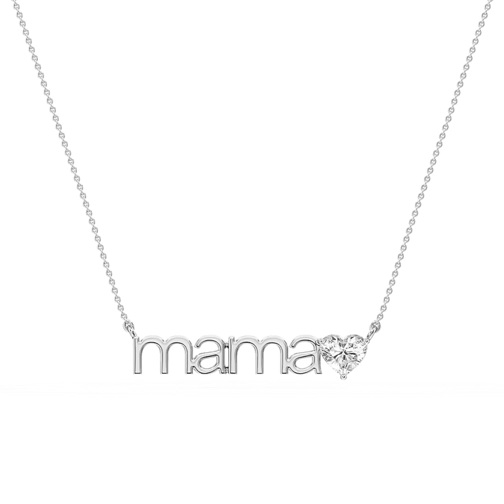 Heart Lab Grown Diamond Mama Solitaire Pendant - 16 to 18 Inches