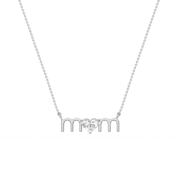 Heart Lab Grown Diamond Mom Solitaire Pendant - 16 to 18 Inches