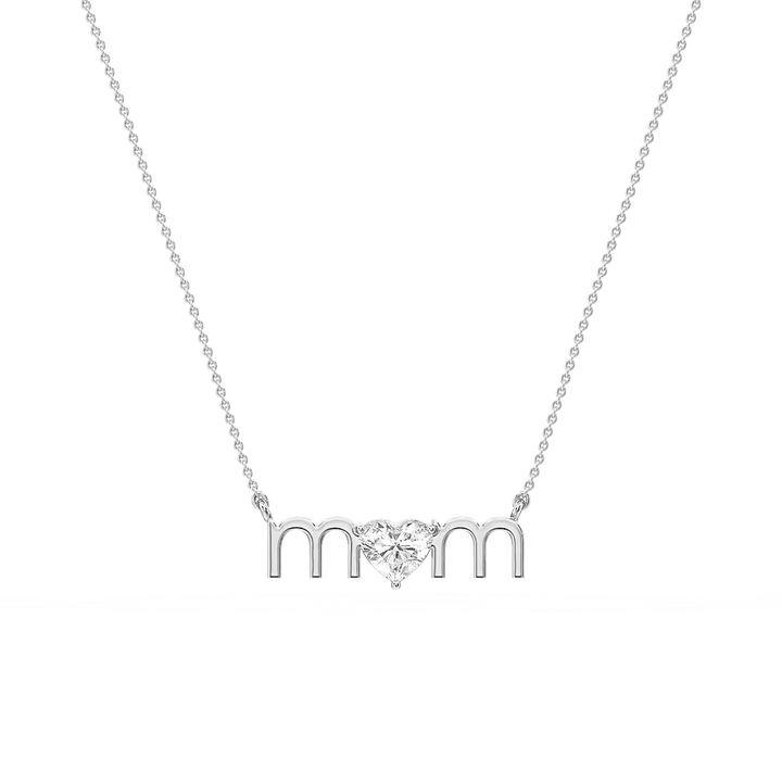 Heart Lab Grown Diamond Mom Solitaire Pendant - 16 to 18 Inches