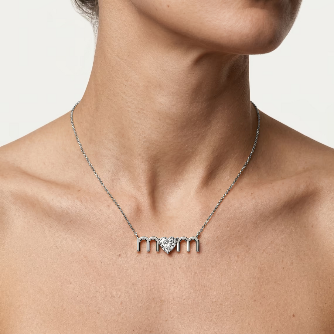 Heart Lab Grown Diamond Mom Solitaire Pendant - 16 to 18 Inches