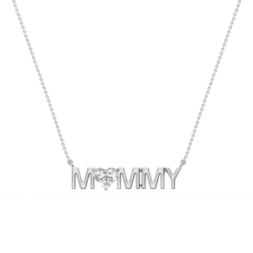 Heart Lab Grown Diamond Mommy Solitaire Pendant - 16 to 18 Inches