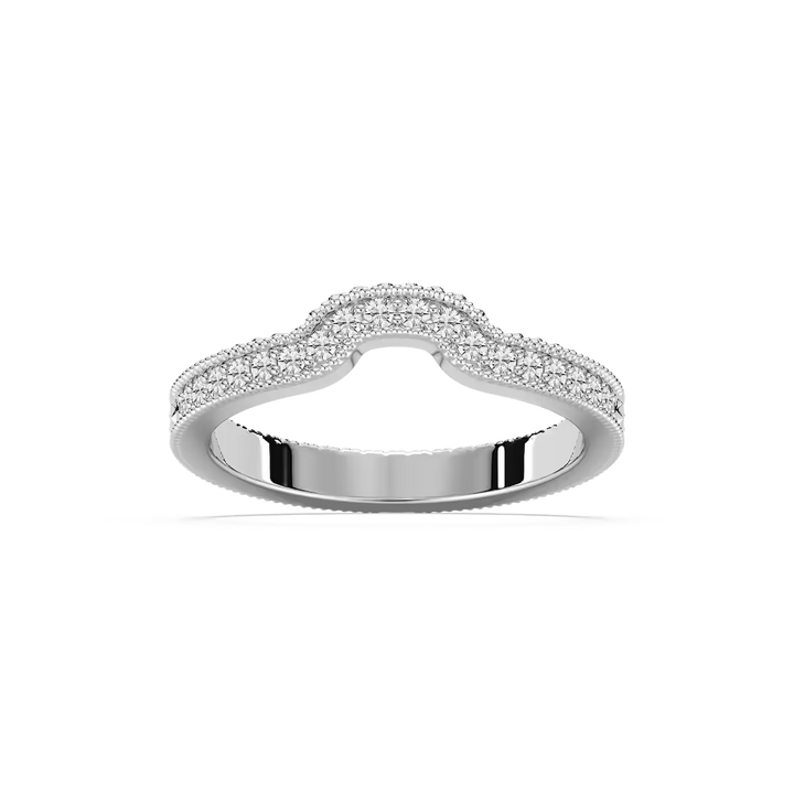 Honey 1/5 ctw Round Lab Grown Diamond Etched Profile Curved Band