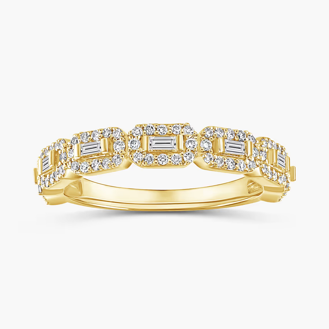 Vanessa 1/2 ctw Baguette and Round Lab Grown Diamond East West Halo Wedding Band