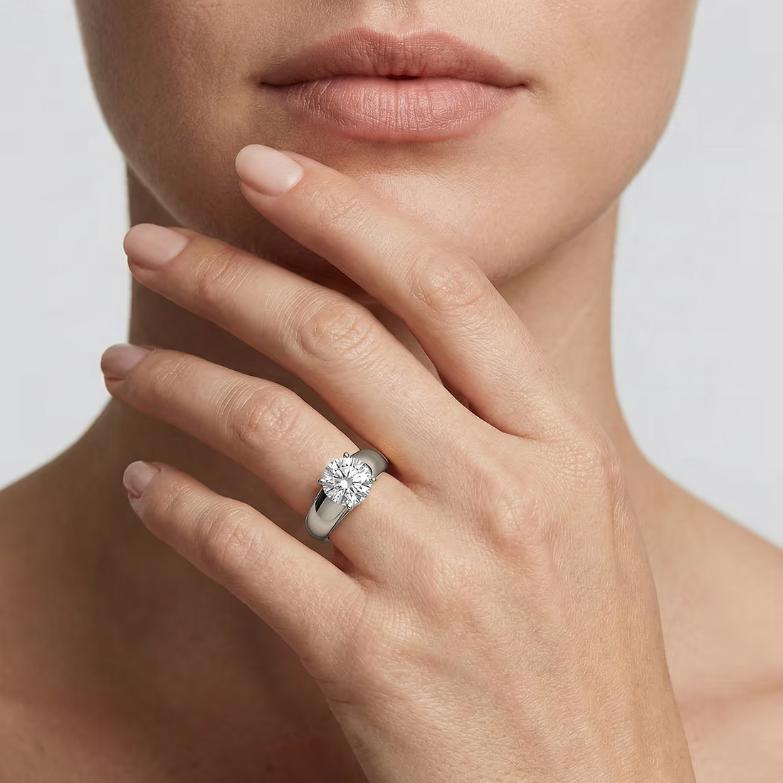 Kelse 2 ctw Round Lab Grown Diamond Luxe Wide Band Trellis Solitaire Engagement Ring
