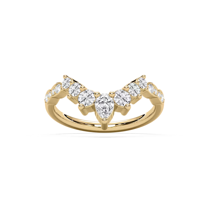 Laci 3/4 ctw Pear and Round Lab Grown Diamond Graduated Curved Band