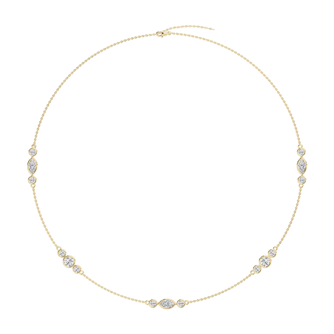 4 ctw Marquise and Round Lab Grown Diamond Trio Station Necklace - 18 Inches