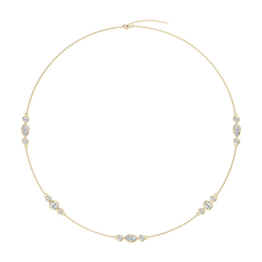 4 ctw Marquise and Round Lab Grown Diamond Trio Station Necklace - 18 Inches