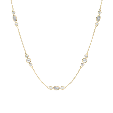 4 ctw Marquise and Round Lab Grown Diamond Trio Station Necklace - 18 Inches