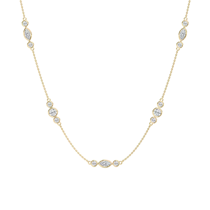 4 ctw Marquise and Round Lab Grown Diamond Trio Station Necklace - 18 Inches