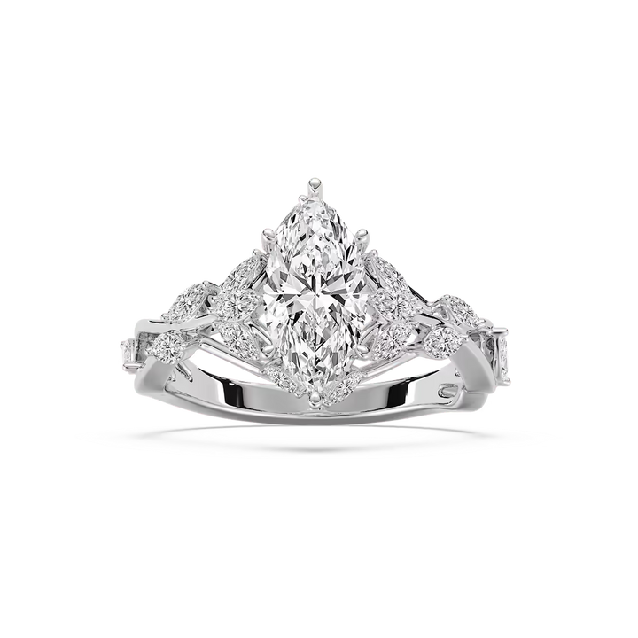 Amani 2 ctw Marquise Lab Grown Diamond Vintage Vine Side Stone Engagement Ring