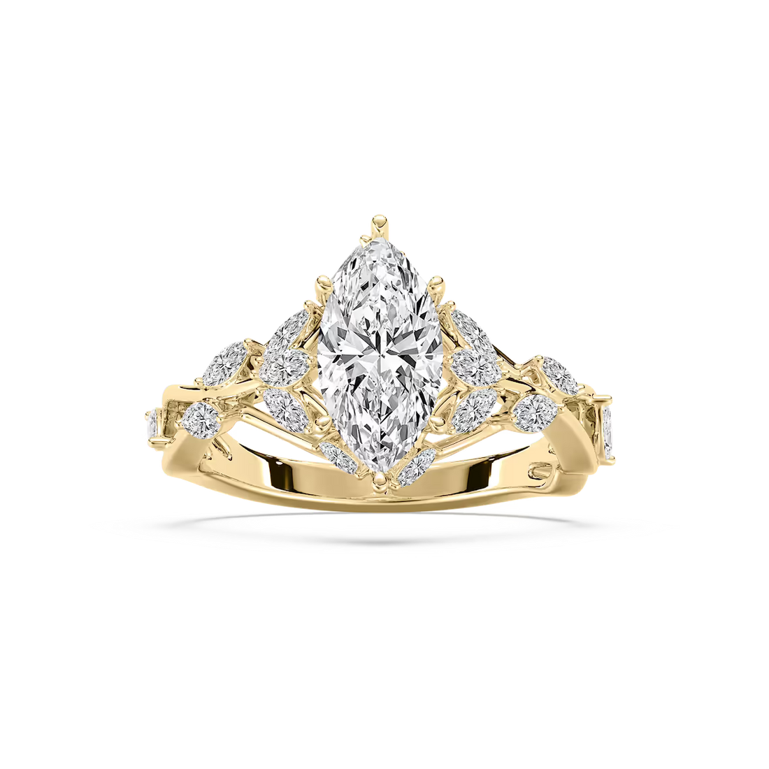 Amani 2 ctw Marquise Lab Grown Diamond Vintage Vine Side Stone Engagement Ring