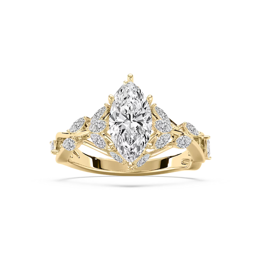 Amani 2 ctw Marquise Lab Grown Diamond Vintage Vine Side Stone Engagement Ring