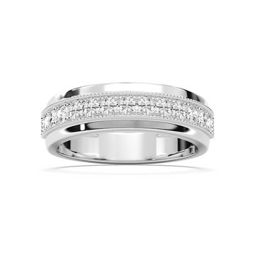 Louis 3/4 ctw Round Lab Grown Diamond 4.35mm Milgrain Channel Mens Wedding Band