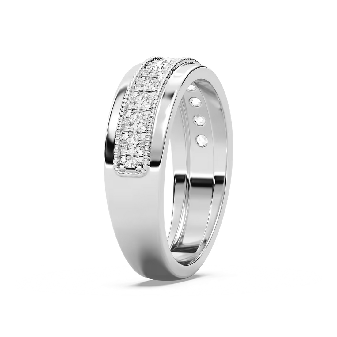 Louis 3/4 ctw Round Lab Grown Diamond 4.35mm Milgrain Channel Mens Wedding Band
