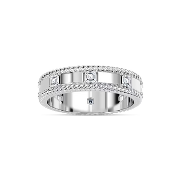 Adonis 7/8 ctw Asscher Lab Grown Diamond 6.00mm Rope Edge Mens Wedding Band