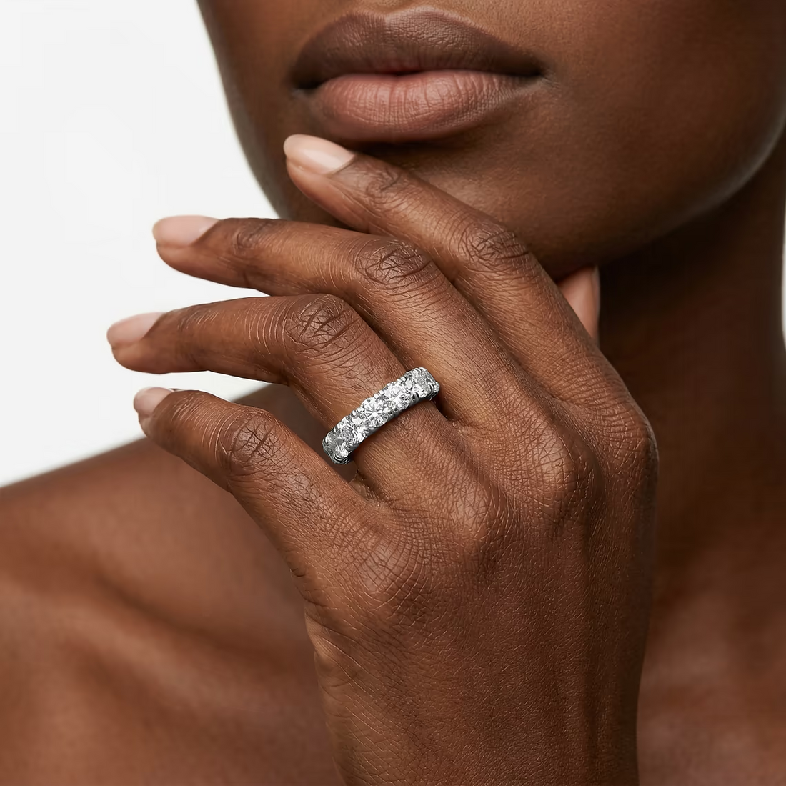 Meredith Round Lab Grown Diamond French Pave Anniversary Band