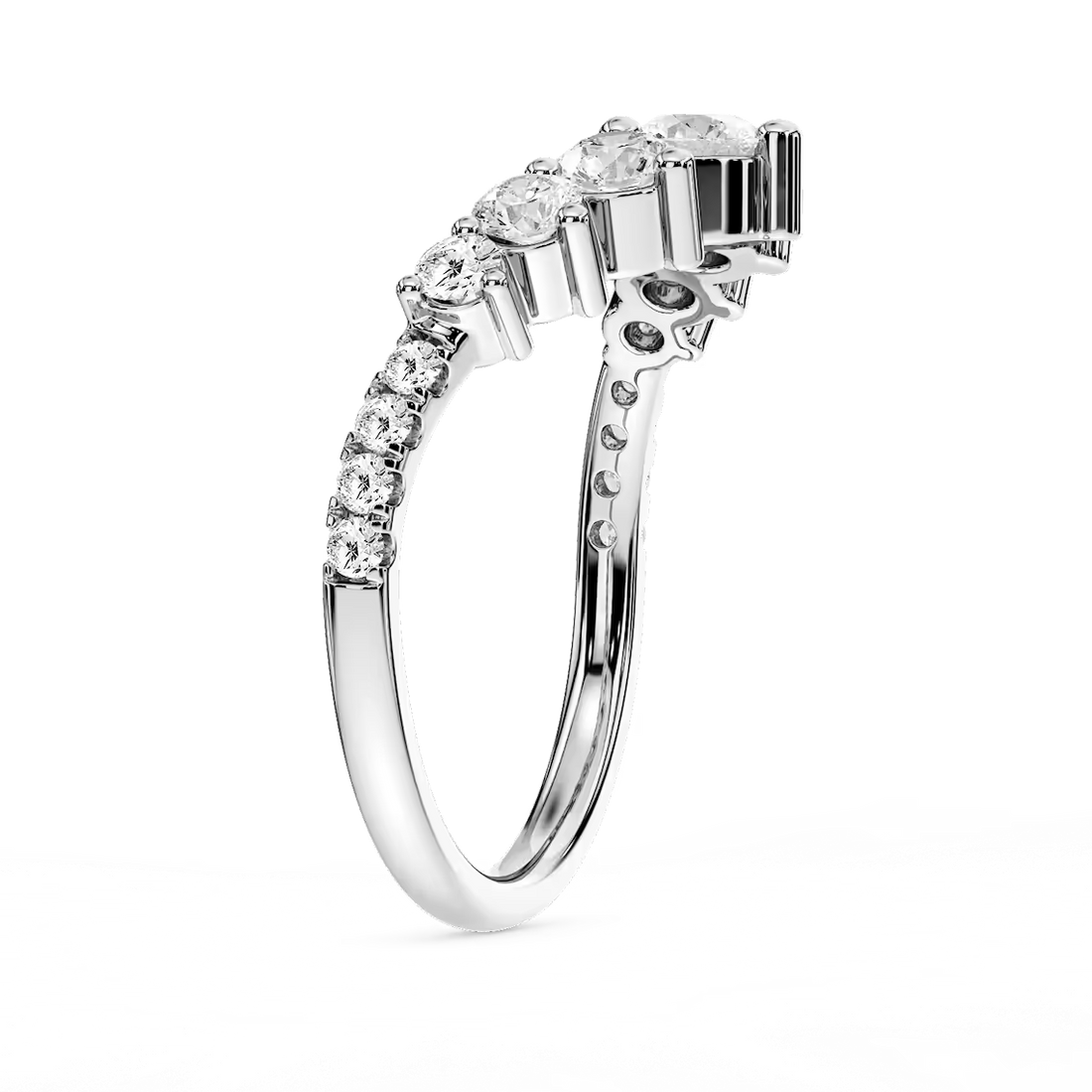 Nola 7/8 ctw Round Lab Grown Diamond Graduated Curved Band