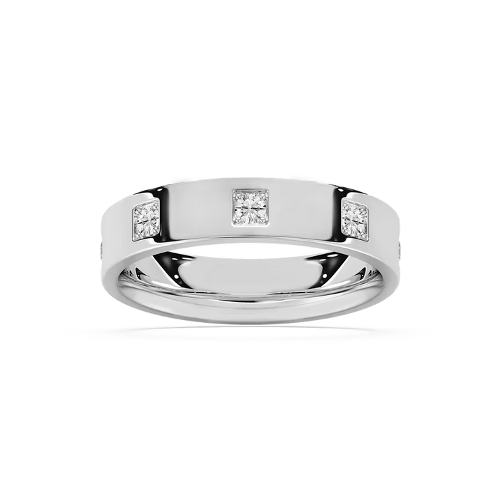 Owen 3/4 ctw Round Lab Grown Diamond Station Flat Wedding Band