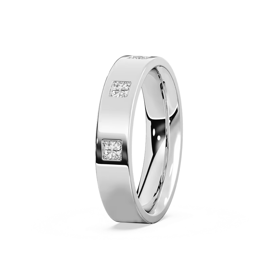 Owen 3/4 ctw Round Lab Grown Diamond Station Flat Wedding Band