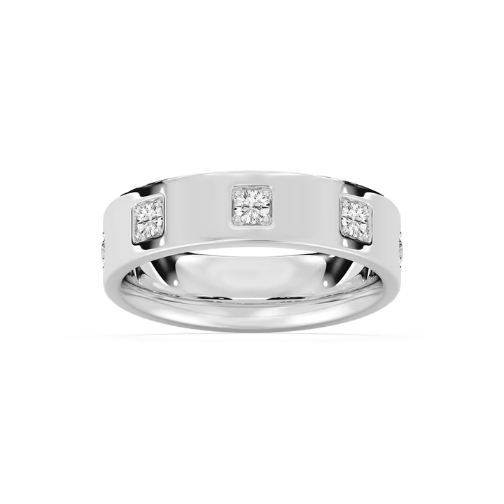 Owen 2/5 ctw Round Lab Grown Diamond 6.25mm Station Mens Wedding Band