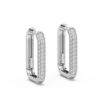 1/8 ctw Round Lab Grown Diamond Pavé Rectangle Hoop Earrings