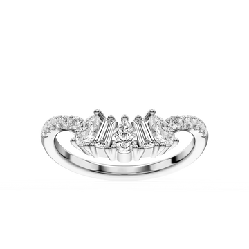 Priya 3/4 ctw Pear, Baguette and Round Lab Grown Diamond Alternating Prong Curved Band